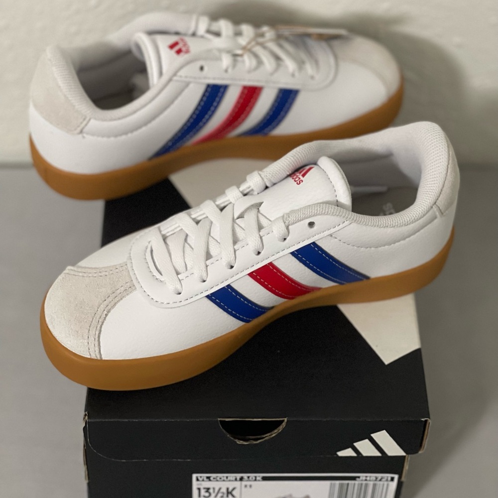 🚨SOLD🚨 Adidas Kids VL Court 3.0 White Red Blue Sneakers Sz 13.5 kids New in Box - Picture 4 of 6